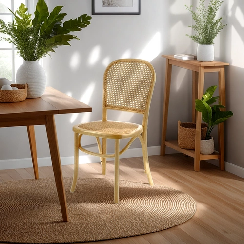 Krzesło drewniane Renne rattan naturalny do jadalni boho rustykalne Intesi 89 cm