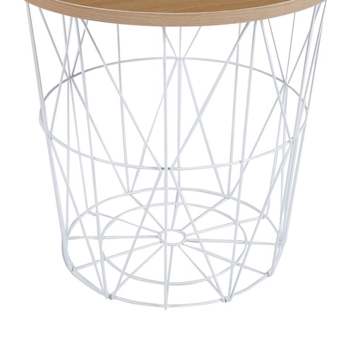 Stolik kawowy Salvatore okrągły 42 cm skandynawski drewniany biały do salonu Intesi