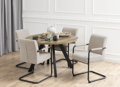 Stół okrągły rozkładany Zalida dąb artisan 120–210 cm do jadalni nowoczesny Actona