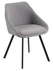 Krzesło tapicerowane Nils szare do jadalni nowoczesne kubełkowe na czarnych nogach Actona