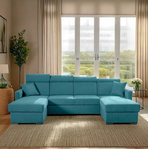 Narożnik z funkcją spania U-kształtny Mils Intesi morski nowoczesny do salonu