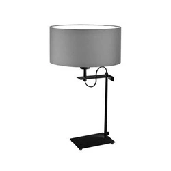 Lampka nocna do sypialni Alaska szara nowoczesna z abażurem na czarnym stelażu LYSNE 55 cm