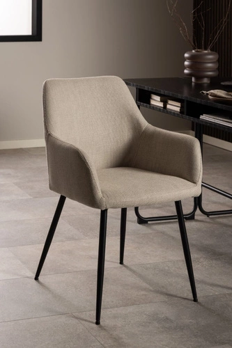 Krzesło do jadalni Lizzy Actona tapicerowane beżowe z podłokietnikami nowoczesne kubełkowe