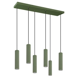 Lampa wisząca LED IVAR 6 zielona oliwka nad stół do salonu 80 cm