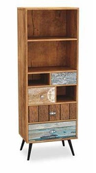 Regał na książki Kaliope rustykalny multikolor z szufladami 180 cm do salonu Intesi