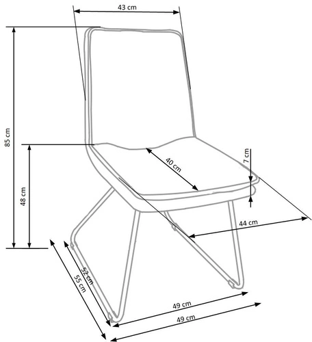 Krzesło Jersey Intesi tapicerowane ekoskóra szare na płozach nowoczesne do jadalni i salonu