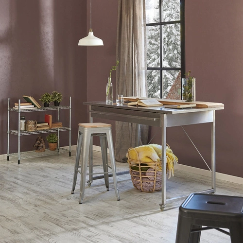 Hoker Paris Wood 65 cm industrialny czarny metalowy z drewnianym siedziskiem do kuchni D2.DESIGN