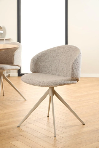 Krzesło tapicerowane Ella Actona obrotowe beżowe z podłokietnikami do jadalni nowoczesne