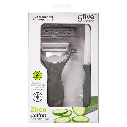 Zirco zestaw ceramiczny 5five nóż kuchenny i obieraczka czarna