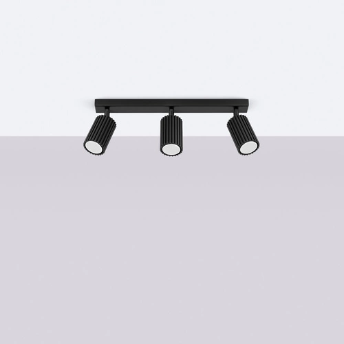 Plafon sufitowy KARBON 3L czarny minimalistyczny ruchomy do salonu i sypialni SOLLUX