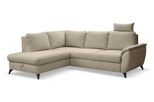 Narożnik z funkcją spania lewy beżowy Nevada do salonu z pojemnikiem nowoczesny Intesi