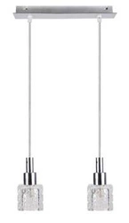 Lampa wisząca Rubik nowoczesna chrom kryształowa 2-punktowa do salonu i sypialni