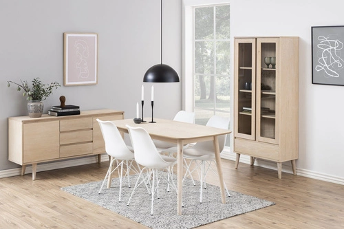 Krzesło do jadalni Eris PP Actona białe nowoczesne z poduszką ze skóry ekologicznej