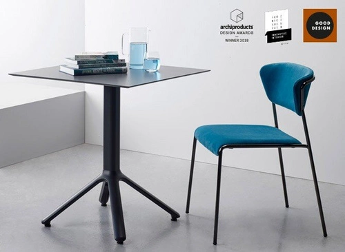 Krzesło tapicerowane Lisa niebieskie nowoczesne do jadalni i salonu na chromowanych nogach