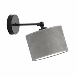 Kinkiet ścienny glamour TETE LYSNE szary z welurowym abażurem i regulacją do sypialni