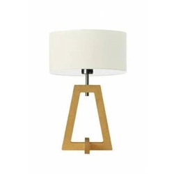 Lampka nocna Clio nowoczesna drewniana z abażurem ecru do sypialni lub salonu personalizowana