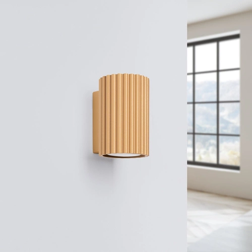 Kinkiet ścienny KARBON 10 złoty aluminium glamour do salonu i sypialni świeci góra dół