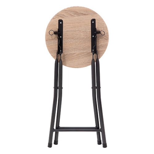 Taboret składany 5five simply smart z efektem drewna do kuchni, nowoczesny, czarno-naturalny