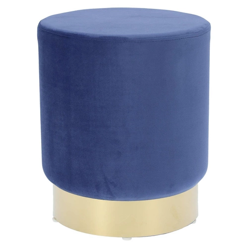 Pufa welurowa Souris Velvet L okrągła niebieska glamour do salonu na złotej podstawie