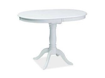 Stół rozkładany owalny biały Delongi do jadalni na jednej nodze styl angielski Intesi 100–129 cm