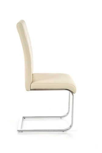 Krzesło tapicerowane Yvone kremowe ekoskóra na chromowanych płozach do jadalni i salonu Intesi