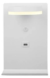 Kinkiet ścienny LED Compact biały z ładowarką USB nowoczesny do sypialni i salonu CANDELLUX