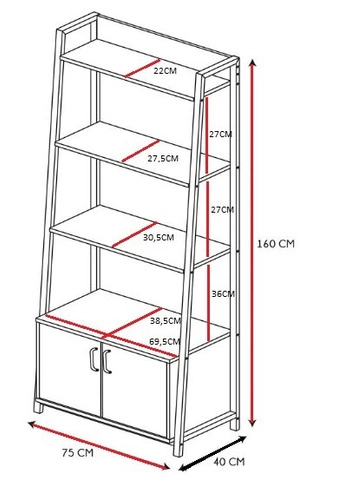 Regał na książki loftowy Police metalowy z szafkami i półkami do salonu i biura 160 cm Intesi