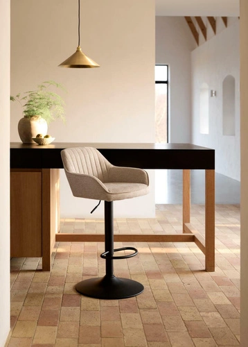 Hoker Nolan tapicerowany do kuchni regulowany piaskowy czarny