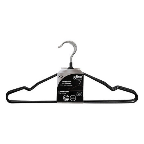 Zestaw 5 czarnych metalowych wieszaków na ubrania do szafy 5five simply smart obrotowe