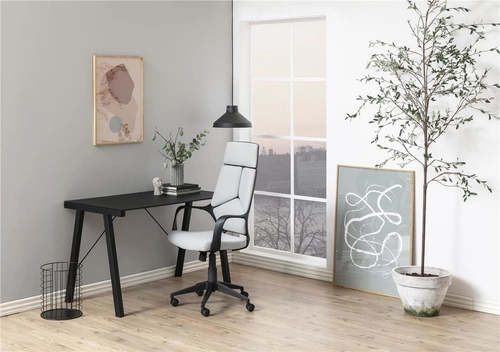 Biurko industrialne Typhoon Black Actona czarne szklane do pracy i biura loft 125x65 cm