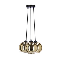 Lampa wisząca Trio czarny 3x60W E27 klosz złoty