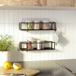 Zestaw nowoczesnych czarnych półek ściennych Cubiko Umbra do łazienki lub kuchni metalowych