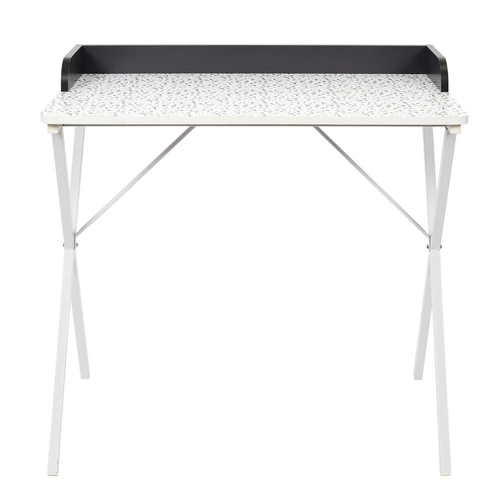 Biurko Brice nowoczesne białe z lastryko do pracy i nauki 84 cm Intesi