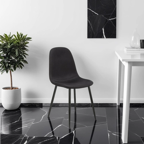 Krzesło tapicerowane Edith czarne do jadalni i salonu nowoczesne na metalowych nogach Intesi