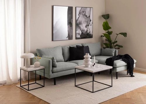 Stolik kawowy Barossa kwadratowy 40x40 cm biały marmur nowoczesny do salonu Actona