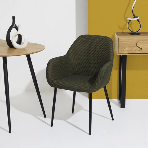 Krzesło tapicerowane Lavia zielone khaki do jadalni i salonu z podłokietnikami Intesi