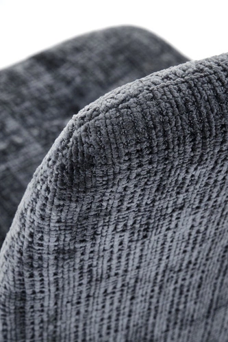 Krzesło tapicerowane Pilew szare do jadalni i salonu nowoczesne z czarnymi metalowymi nogami