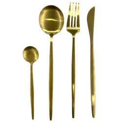 Zestaw sztućców złote Gilded Intesi na 6 osób stal nierdzewna glamour do zmywarki 24 elementy