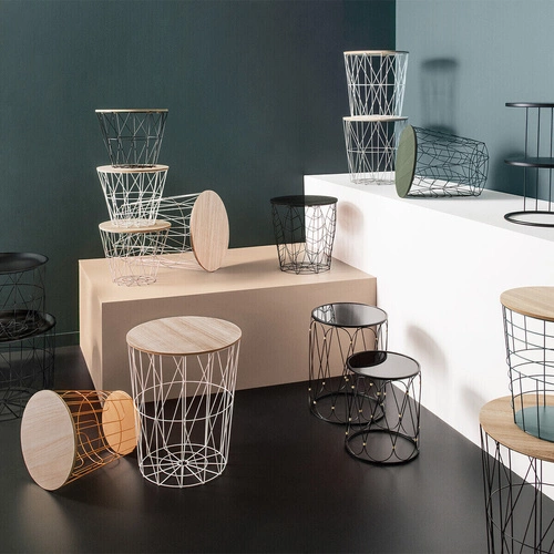 Stolik kawowy Kumi okrągły niski skandynawski drewniany biały do salonu Atmosphera 38 cm