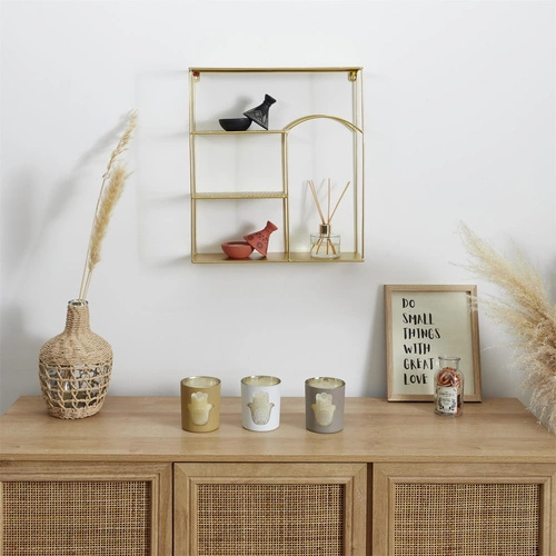 Półka ścienna metalowa Alia złoty na książki i dekoracje nowoczesna do salonu Intesi