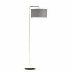 Lampa stojąca do salonu BOLIVIA szara nowoczesna welurowa glamour z abażurem złota Lysne
