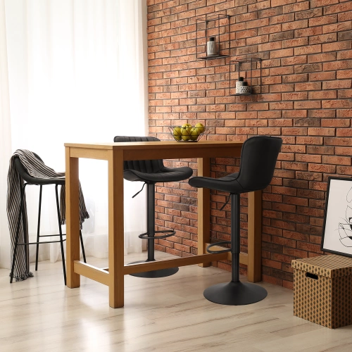 Hoker Tessa czarny nowoczesny z oparciem, regulowany, obrotowy do kuchni i wyspy, ekoskóra Intesi