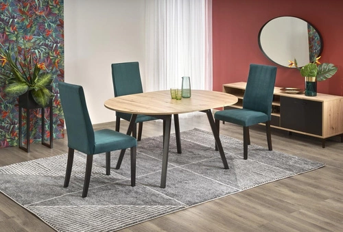 Stół rozkładany Hemmy dąb artisan czarne nogi nowoczesny do jadalni i kuchni 102-142 cm