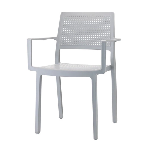 Krzesło ogrodowe Emi SCAB Design szare z tworzywa sztaplowane z podłokietnikami łatwe czyszczenie