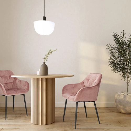 Krzesło tapicerowane Brooke Actona do jadalni różowe welurowe z podłokietnikami glamour