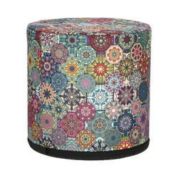 Pufa okrągła Valencia Intesi kolorowa do salonu i sypialni nowoczesna tapicerowana 40 cm