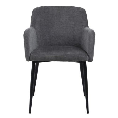 Krzesło do jadalni Karen Actona tapicerowane welur szare z podłokietnikami nowoczesne