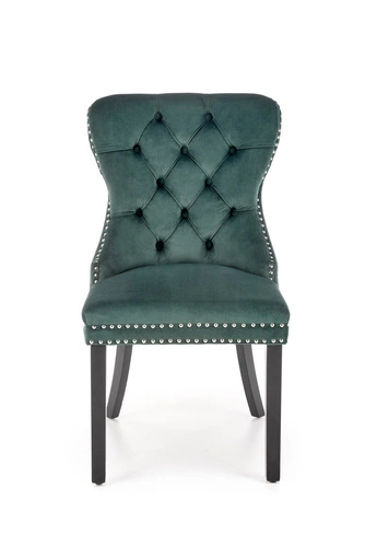 Krzesło tapicerowane welurowe Charlotte Intesi zielone do jadalni nowoczesne z drewnianymi nogami