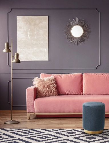 Pufa Kung L okrągła granatowa welurowa glamour do salonu i przedpokoju Intesi 35x42,5 cm