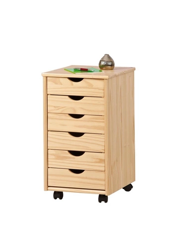 Kontenerek biurowy z szufladami Nils nowoczesny sosnowy na kółkach do biurka 65 cm Intesi